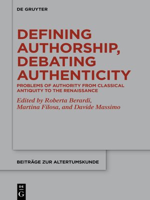 cover image of Defining Authorship, Debating Authenticity